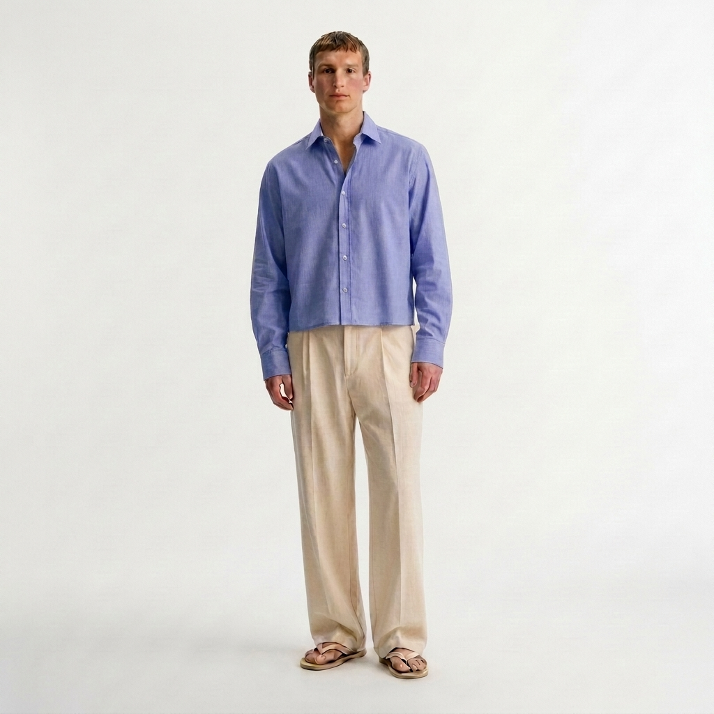The blueberry waffle– casual crop fit shirt