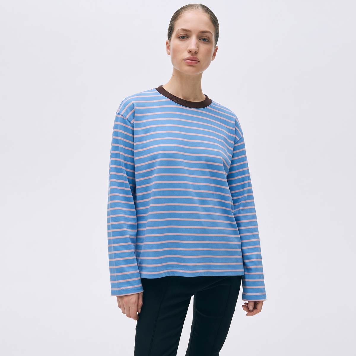 Blueberry Rush – Striped Oversized T-Shirt