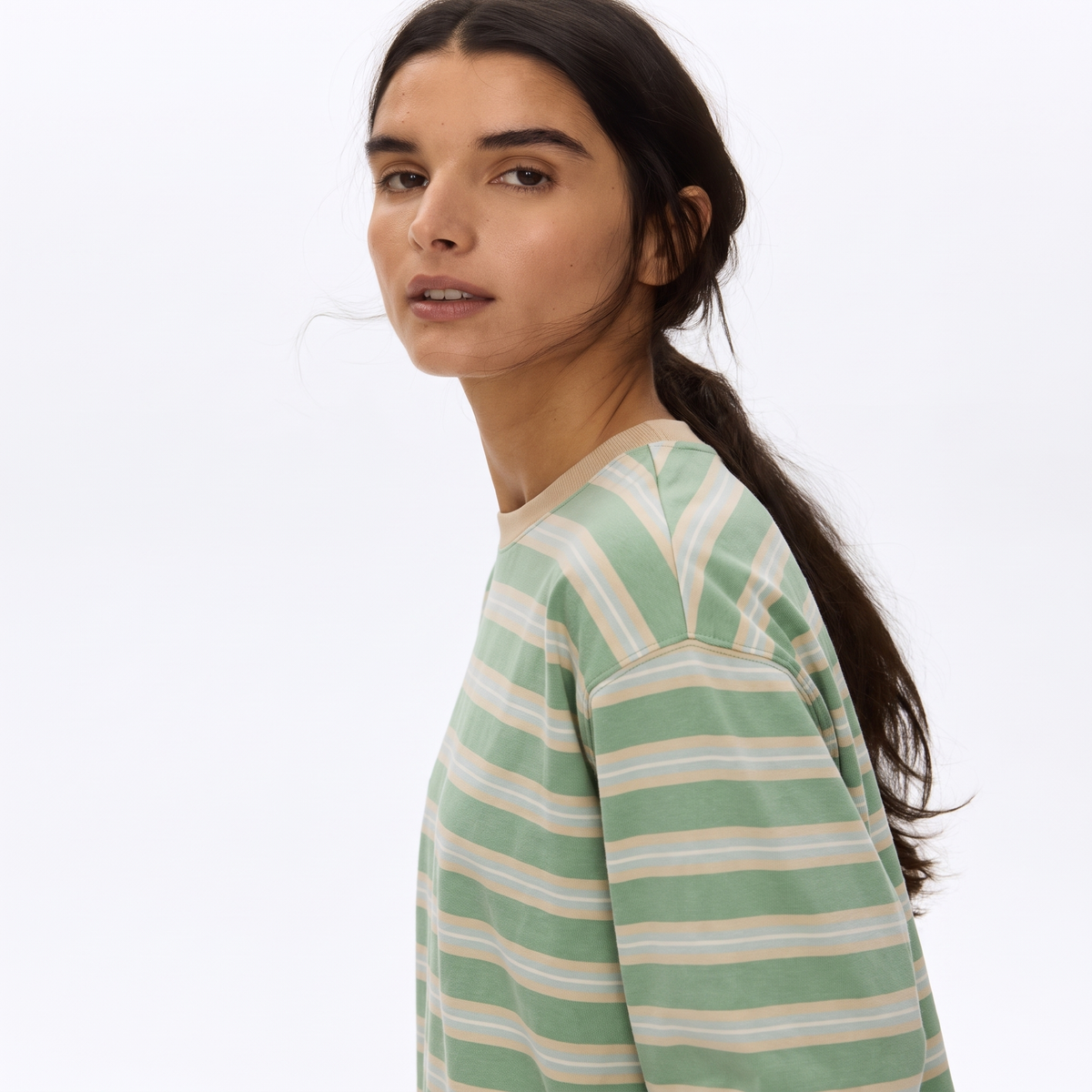 Kiwi Crush – Striped Oversized T-Shirt