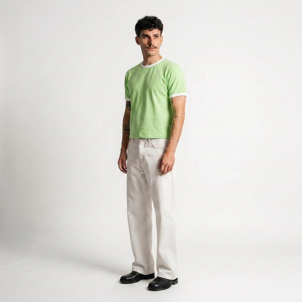 Matcha swirl-crop fit ringer tees