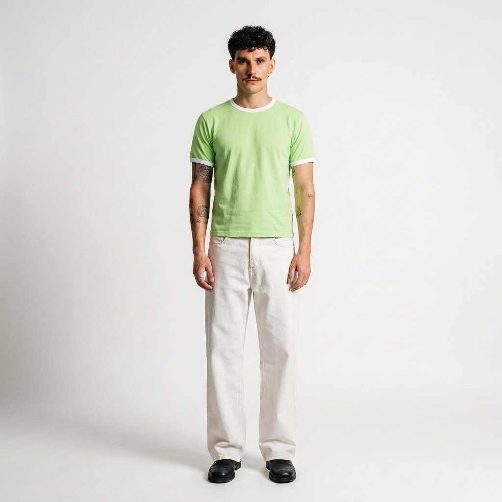 Matcha swirl-crop fit ringer tees