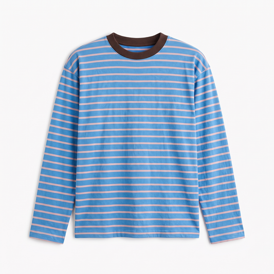 Blueberry Rush – Striped Oversized T-Shirt
