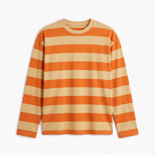 Peach Fizz – Striped Oversized T-Shirt