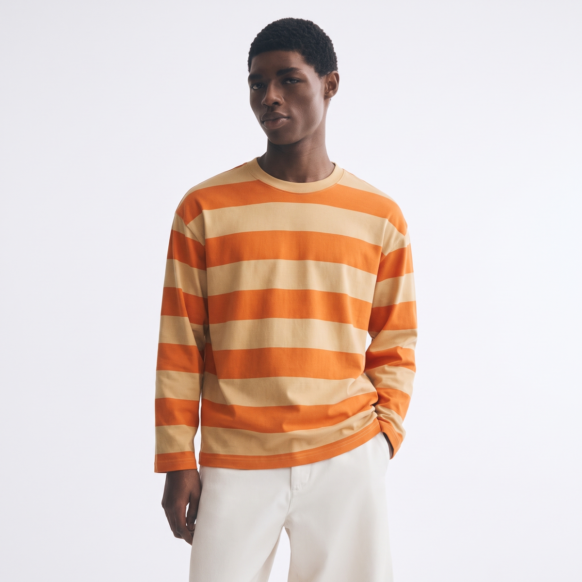 Peach Fizz – Striped Oversized T-Shirt