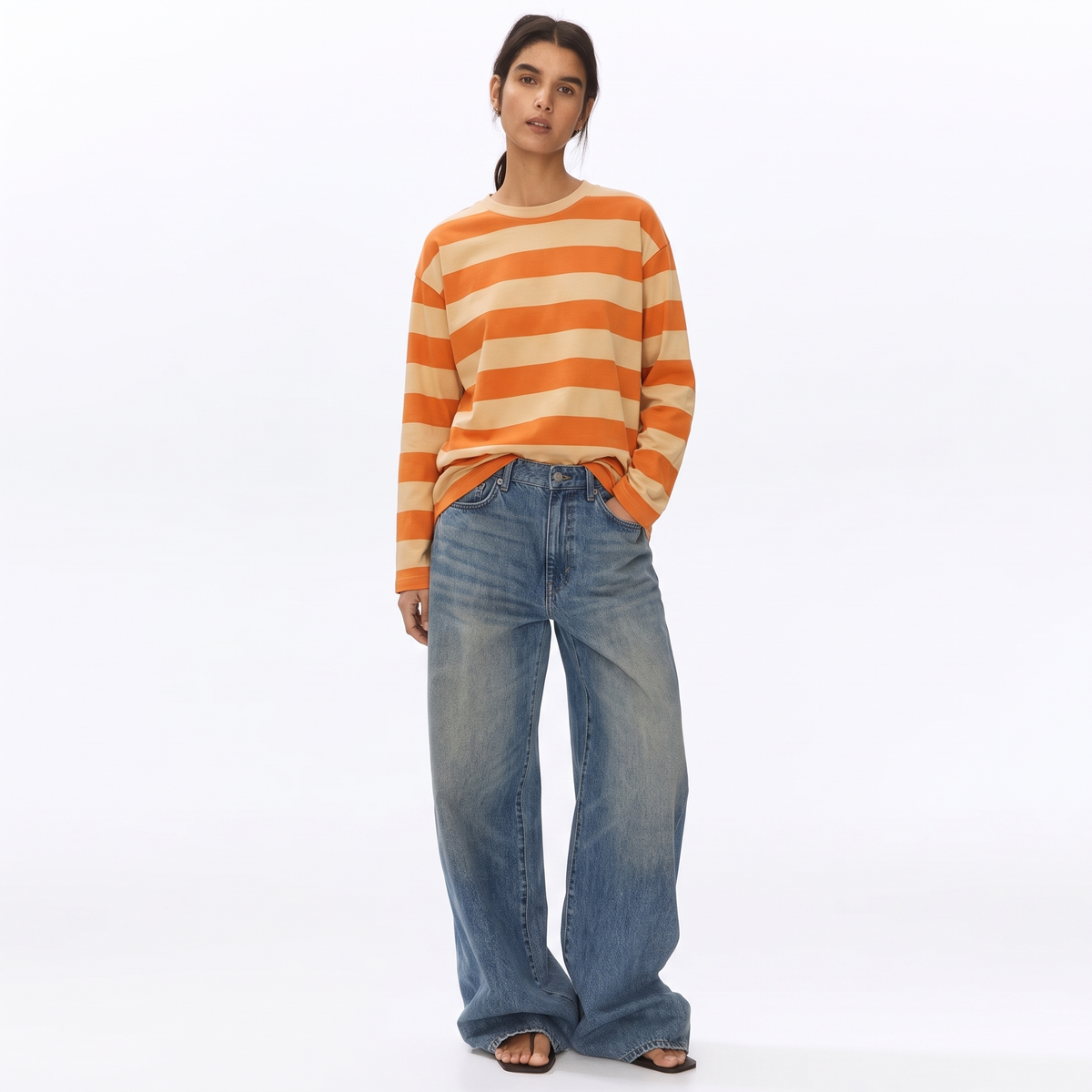 Peach Fizz – Striped Oversized T-Shirt