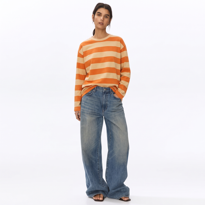 Peach Fizz – Striped Oversized T-Shirt