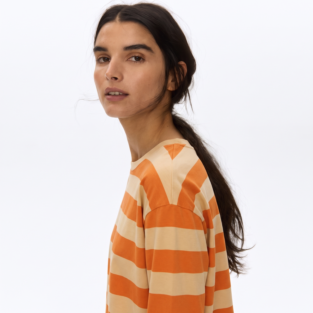 Peach Fizz – Striped Oversized T-Shirt