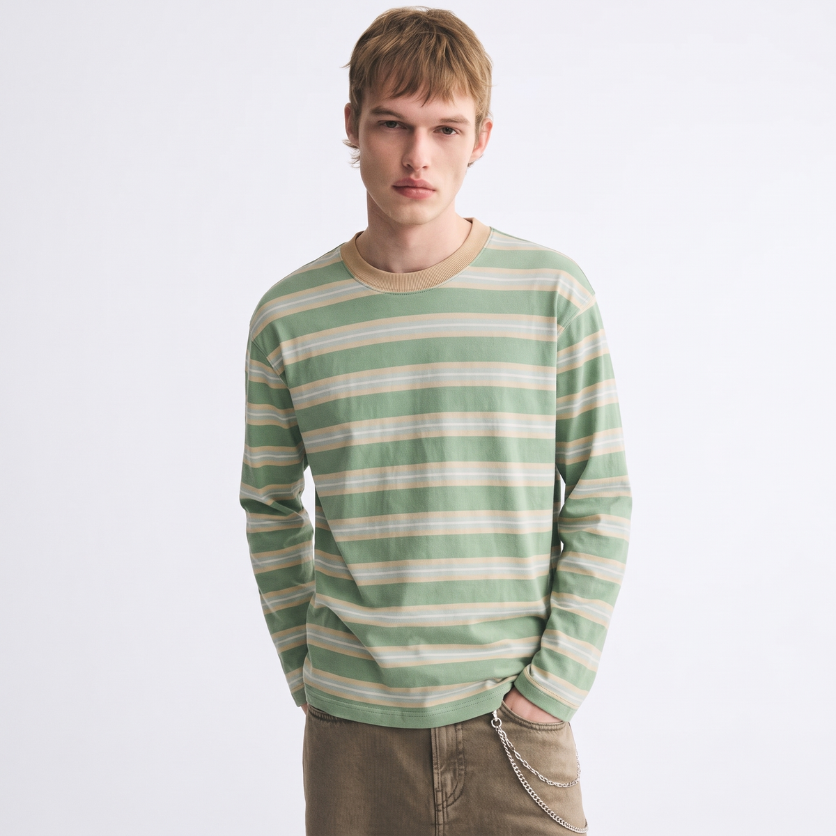 Kiwi Crush – Striped Oversized T-Shirt