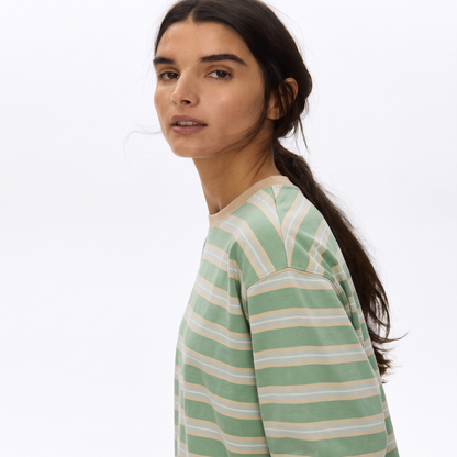 Kiwi Crush – Striped Oversized T-Shirt